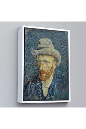 Ahşap Çerçeveli Vincent Van Gogh - Hasır Şapkalı Otoportre Tablosu-7481