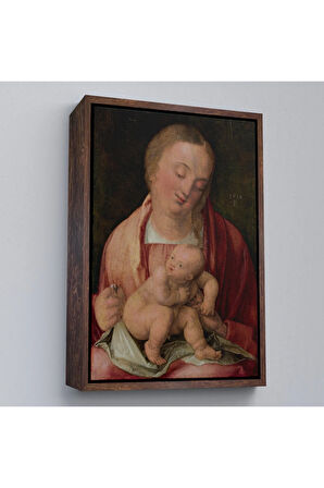 Ahşap Çerçeveli Albrecht Dürer - Bakire Ve Çocuk Tablosu - Virgin And Child-7483