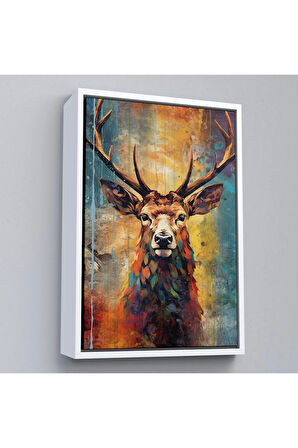 Ahşap Çerçeveli Suluboya Geyik Tablosu-7506