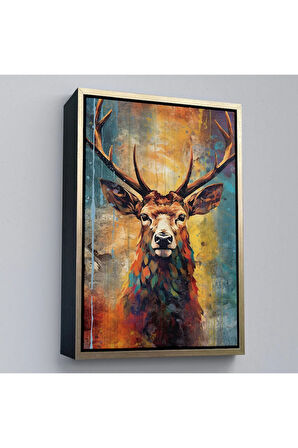 Ahşap Çerçeveli Suluboya Geyik Tablosu-7506