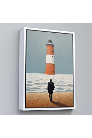 Ahşap Çerçeveli Sahilde Tefekkür Eden Adam Tablosu-7507