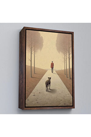 Ahşap Çerçeveli Hiçliğe Yürüyen Yalnız Adam Tablo-7520