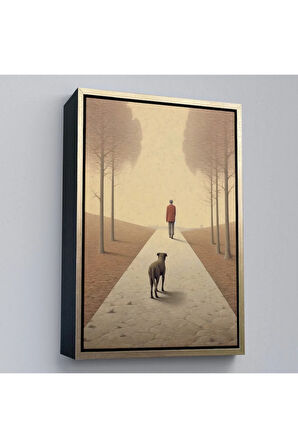 Ahşap Çerçeveli Hiçliğe Yürüyen Yalnız Adam Tablo-7520