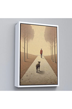Ahşap Çerçeveli Hiçliğe Yürüyen Yalnız Adam Tablo-7520
