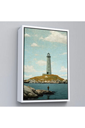 Ahşap Çerçeveli Deniz Fenerini İzleyen Yalnız Adam Tablo-7521