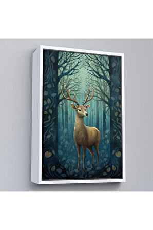Ahşap Çerçeveli Suluboya Geyik Tablosu-7524