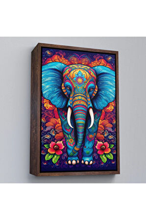Ahşap Çerçeveli Fil Mandala Tablo-7526