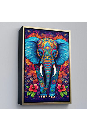 Ahşap Çerçeveli Fil Mandala Tablo-7526