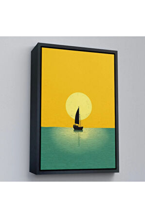 Ahşap Çerçeveli Okyanustaki Yelkenli Tablosu-7532