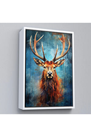 Ahşap Çerçeveli Suluboya Geyik Tablosu-7536