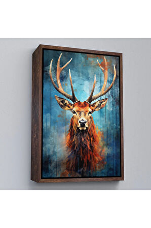 Ahşap Çerçeveli Suluboya Geyik Tablosu-7536