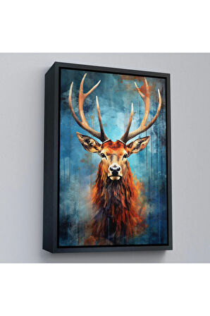 Ahşap Çerçeveli Suluboya Geyik Tablosu-7536