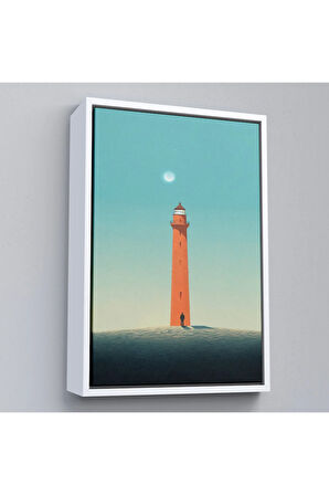 Ahşap Çerçeveli Deniz Fenerini İzleyen Yalnız Adam Tablo-7537