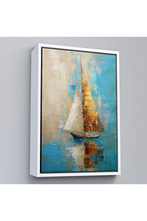 Ahşap Çerçeveli Denizdeki Yelkenli Tablo-7541
