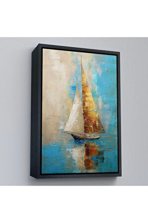 Ahşap Çerçeveli Denizdeki Yelkenli Tablo-7541