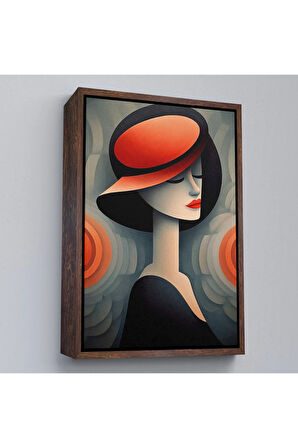 Ahşap Çerçeveli Vintage Güzel Kadın Tablosu-7543