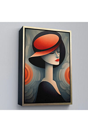 Ahşap Çerçeveli Vintage Güzel Kadın Tablosu-7543