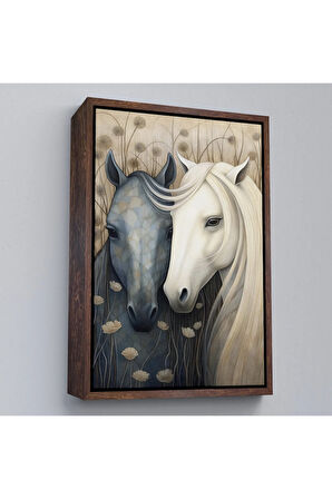 Ahşap Çerçeveli At Çifti Tablo-7549