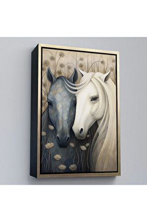 Ahşap Çerçeveli At Çifti Tablo-7549