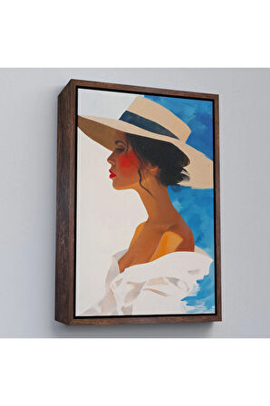 Ahşap Çerçeveli Güzel Retro Kadın Tablosu-7557