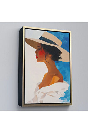 Ahşap Çerçeveli Güzel Retro Kadın Tablosu-7557