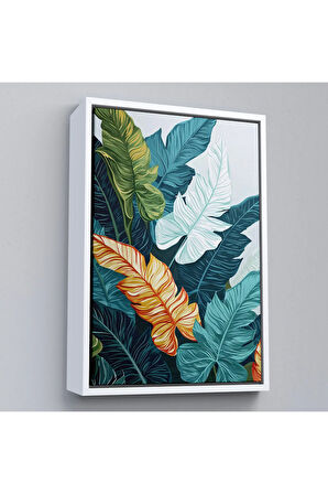 Ahşap Çerçeveli Renkli Yapraklar Tablo-7567