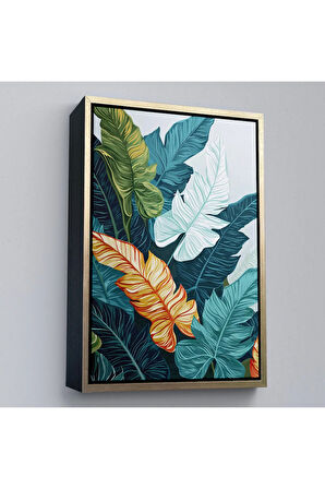 Ahşap Çerçeveli Renkli Yapraklar Tablo-7567