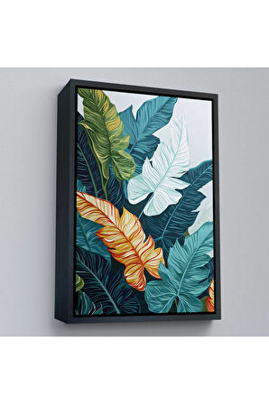 Ahşap Çerçeveli Renkli Yapraklar Tablo-7567