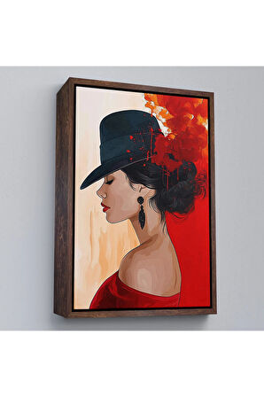 Ahşap Çerçeveli Güzel Kadın Tablosu-7573