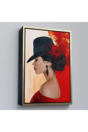 Ahşap Çerçeveli Güzel Kadın Tablosu-7573
