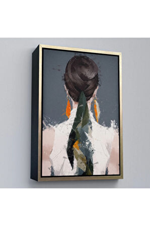 Ahşap Çerçeveli Sırtı Dönük Kadın Tablosu-7574