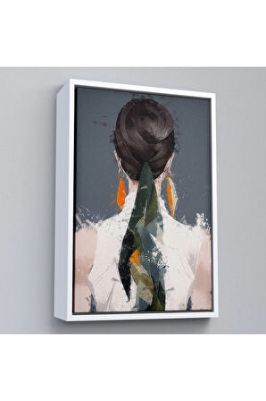 Ahşap Çerçeveli Sırtı Dönük Kadın Tablosu-7574