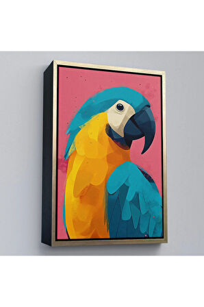 Ahşap Çerçeveli Renkli Ara Papağanı Tablo-7579