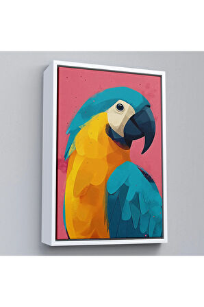 Ahşap Çerçeveli Renkli Ara Papağanı Tablo-7579