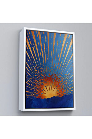 Ahşap Çerçeveli Soyut Güneş Tablosu-7582