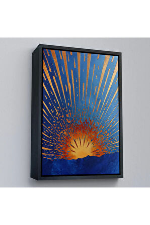 Ahşap Çerçeveli Soyut Güneş Tablosu-7582
