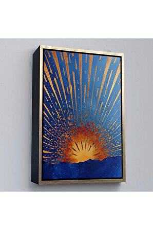 Ahşap Çerçeveli Soyut Güneş Tablosu-7582