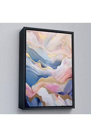 Ahşap Çerçeveli Pembe Tonlu Mermer Desen Tablo-7584