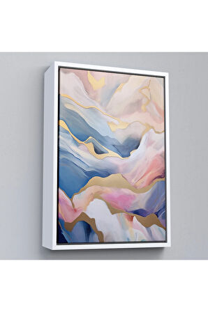 Ahşap Çerçeveli Pembe Tonlu Mermer Desen Tablo-7584
