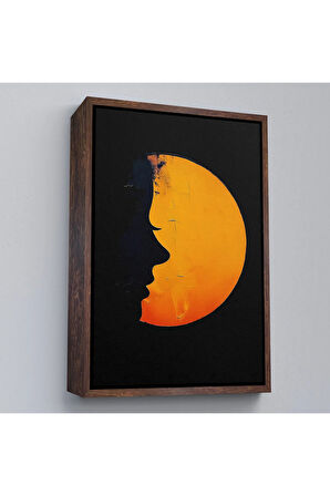 Ahşap Çerçeveli Güneş Ve Kadın Silüeti Tablo-7588