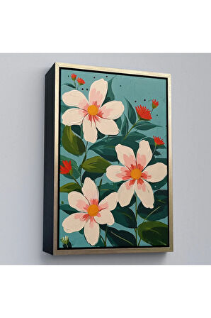 Ahşap Çerçeveli Beyaz Çiçekler Tablosu-7592