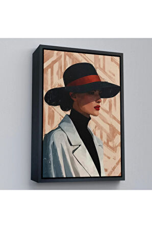 Ahşap Çerçeveli Güzel Retro Kadın Tablosu-7595
