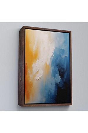 Ahşap Çerçeveli Mavi Tonlardaki Yağlıboya Görünümlü Tablo-7599