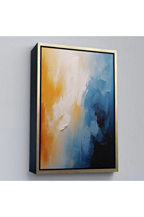 Ahşap Çerçeveli Mavi Tonlardaki Yağlıboya Görünümlü Tablo-7599