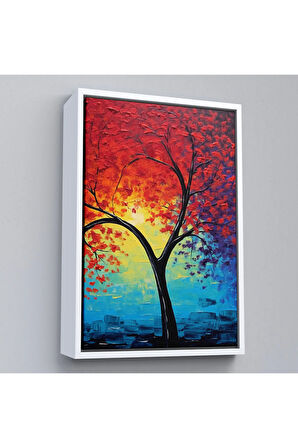 Ahşap Çerçeveli Yağlıboya Görünümlü Soyut Ağaç Tablosu-7600