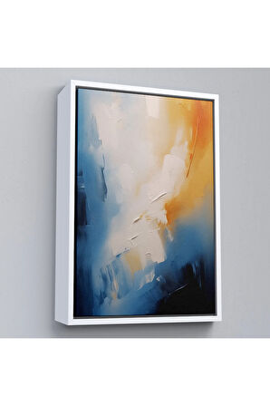 Ahşap Çerçeveli Mavi Tonlardaki Yağlıboya Görünümlü Tablo-7602