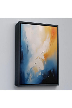 Ahşap Çerçeveli Mavi Tonlardaki Yağlıboya Görünümlü Tablo-7602