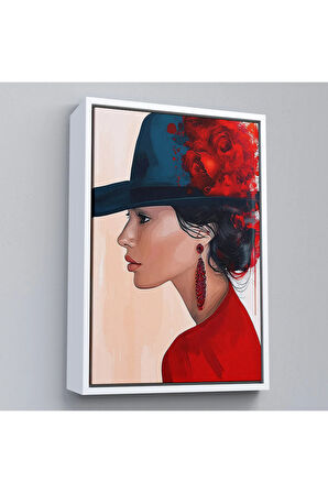 Ahşap Çerçeveli Güzel Retro Kadın Tablosu-7605