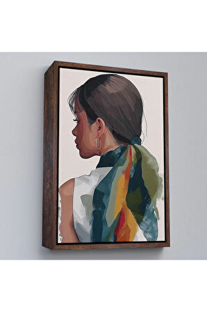 Ahşap Çerçeveli Güzel Retro Kadın Tablosu-7606