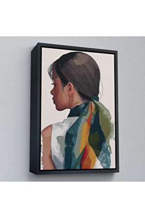 Ahşap Çerçeveli Güzel Retro Kadın Tablosu-7606